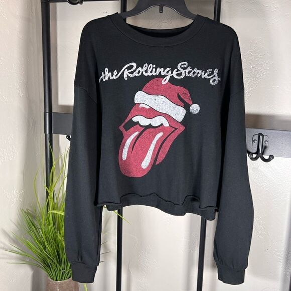 The Rolling Stones santa hat cropped sweatshirt black size XXL - Picture 2 of 12